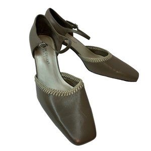 Andrew Geller Rhapsody Taupe Ankle Strap Leather Pumps Shoes Sz 10M